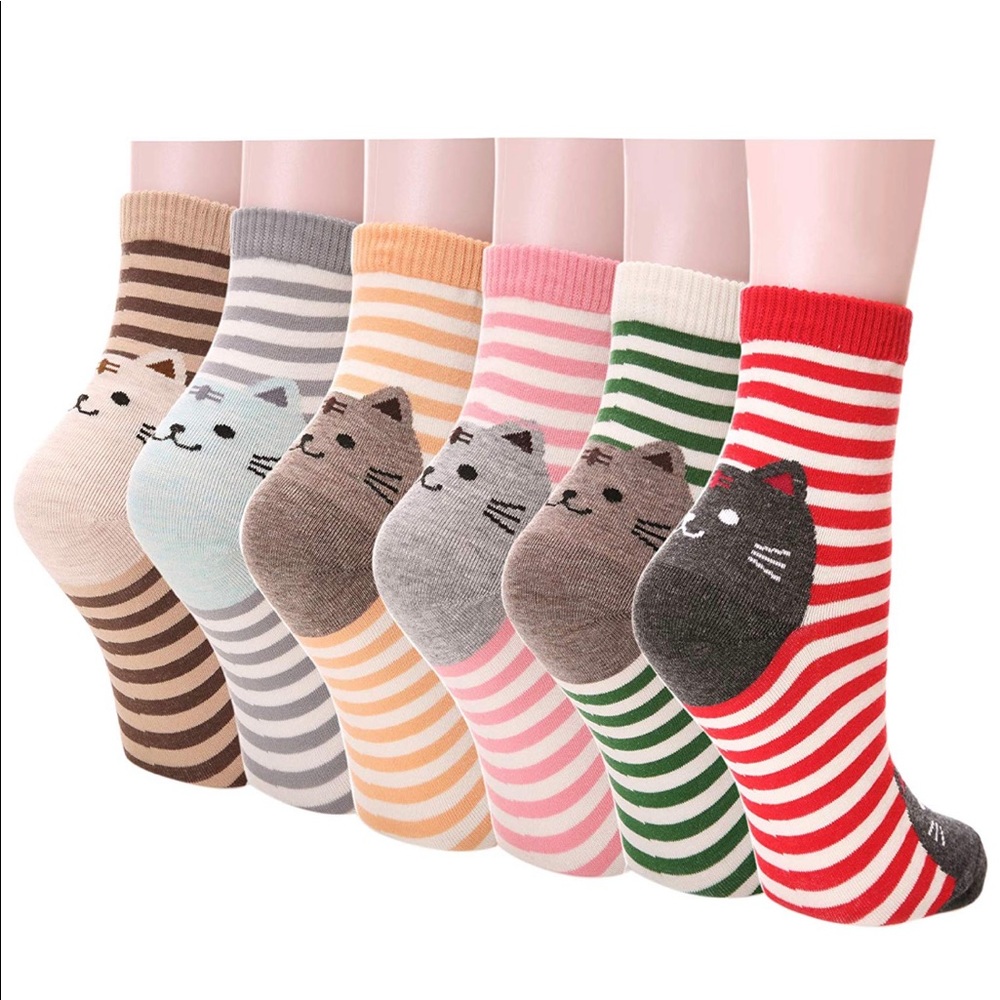Womens Cute Casual Cotton Crew Socks 6 pairs